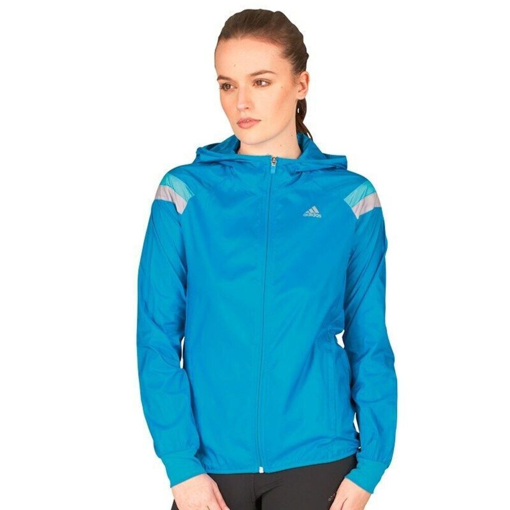 Adidas Running Anthem Jacket Womens L Lightweight Packable Blue Brand New w/ Tag